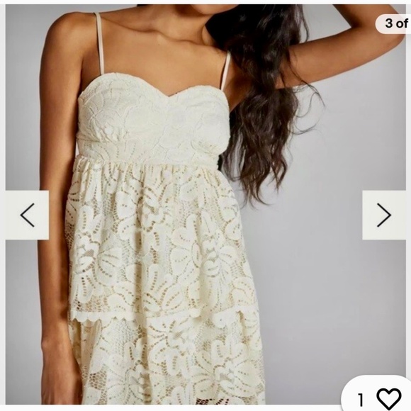 Maeve ~ Strapless Ivory Lace Mini DRESS sz L - Picture 2 of 8